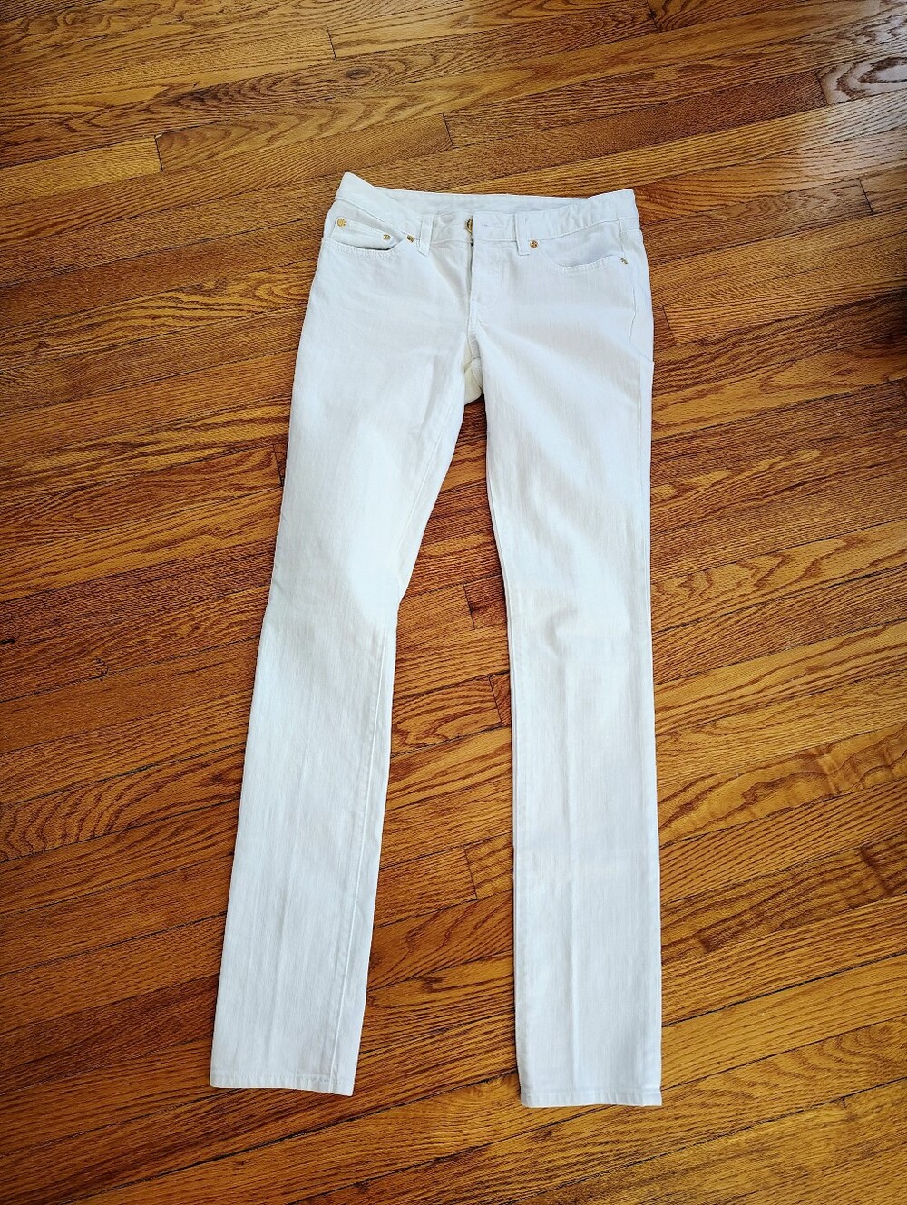Tory Burch White Super Skinny Jeans Size 27 T-Monogram Back Pocket